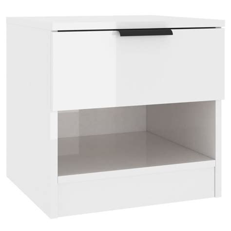 ZERODIS Table de chevet Blanc brillant Bois d ingénierie A811262 HB012