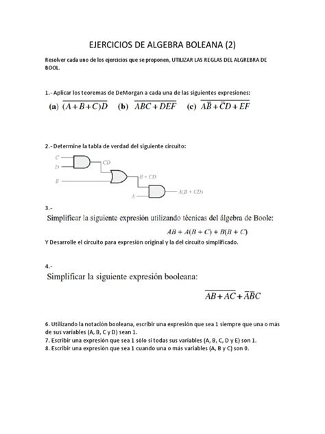 Ejercicios Algebra Booleana 2 | PDF