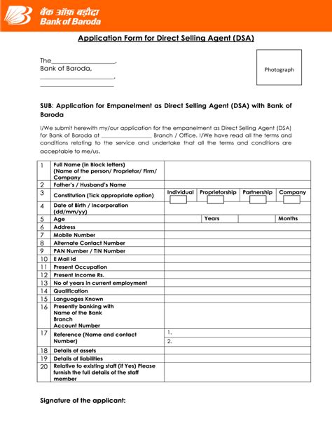 Application Form For Direct Selling Agent DSA Fill And Sign