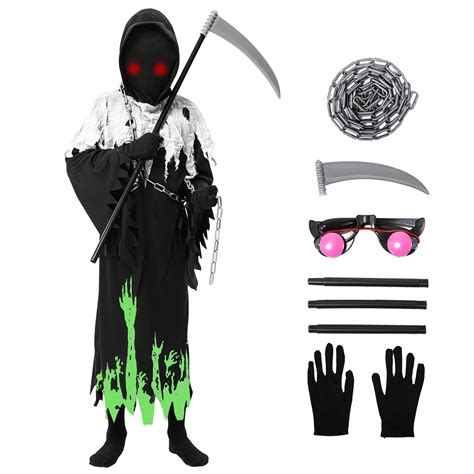 Grim Reaper Costume For Kidsglow In The Dark Halloween Dress Up