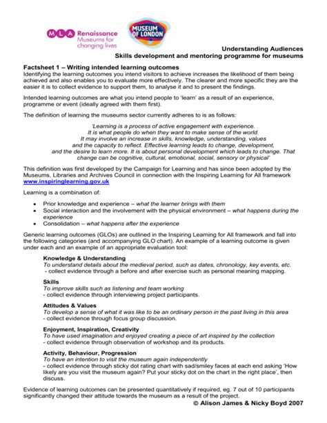 Factsheet 1 Writing Intended Learning Outcomes