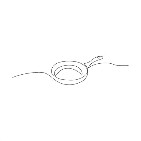 Premium Vector Continuous Line Art Of Frying Pan