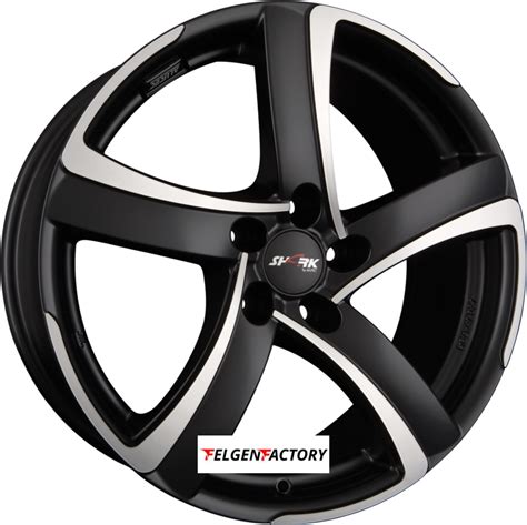 4x Felgen ALUTEC SHARK 7x17 ET25 4x108 Racing Schwarz Frontpoliert