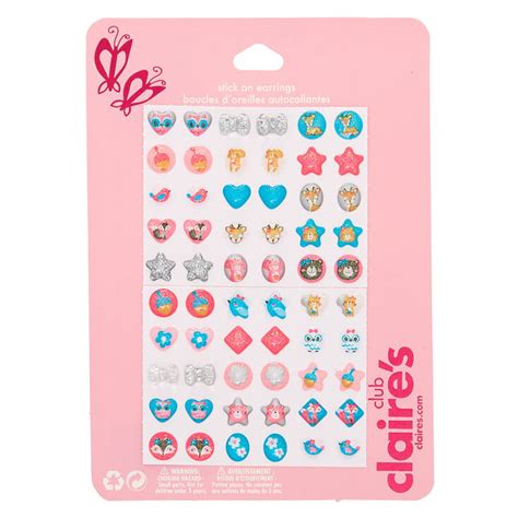 Claires Club Glitter Animals Stick On Earrings 30 Pack Claires Us