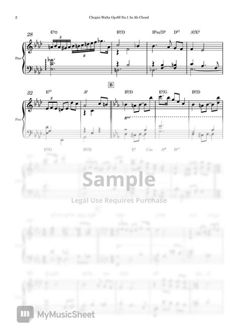 Chopin Chopin Waltz Op69 No1 A Solo Piano Score Sheets By Piano Qqq