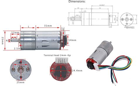 Dc V Diy Encoder Gear Motor With Mounting Bracket Mm Magnetic