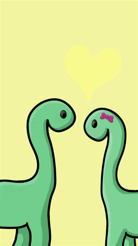 Download Cute Dinosaur Phone In Love Wallpaper