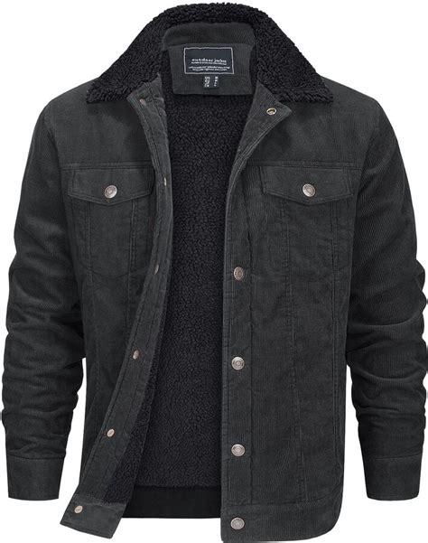 Eklentson Winter Jackets For Men Trucker Jackets Lapel Casual Cord