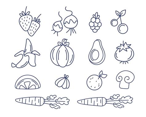 Un Conjunto De Iconos Vectoriales Sobre El Tema De Frutas Y Verduras