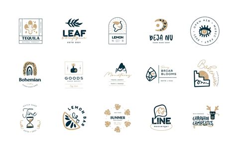 Premium Vector Boho Logo Design Templates Collections Doodle Bohemian Icons And Symbols Set