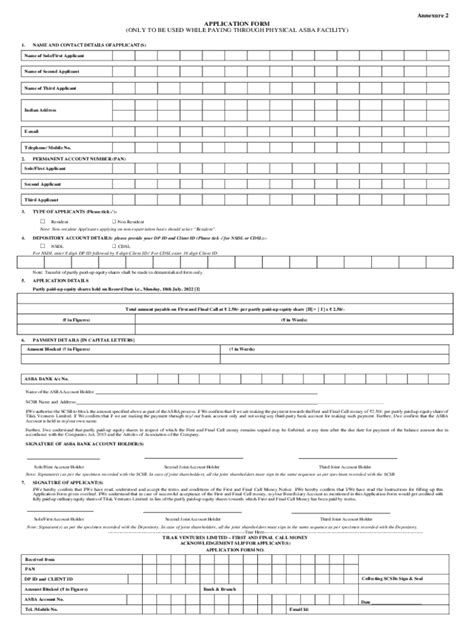 Fillable Online Annexure Application Form Fax Email Print