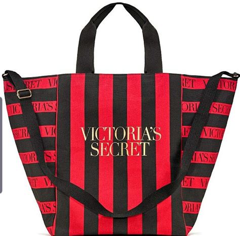 Bolsa Victoria S Secret Listrada Vermelha E Preta Original Bolsa De