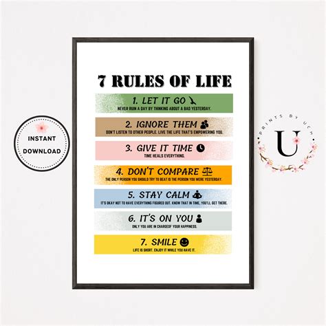 Quotes About Life, 7 Rules of Life Poster, Popular Printables ...