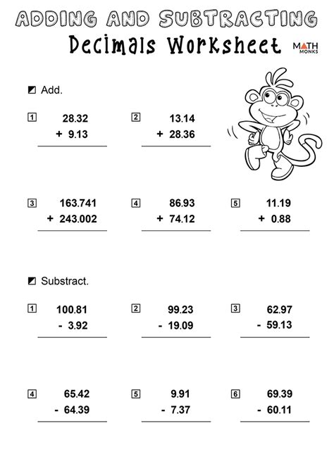 10 Adding And Subtracting Decimals Worksheets Worksheets Decoomo