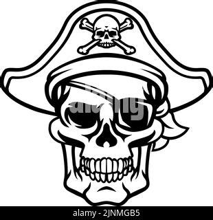 Jolly Roger With Eyepatch And Crossbones Logo Template Evil Skull