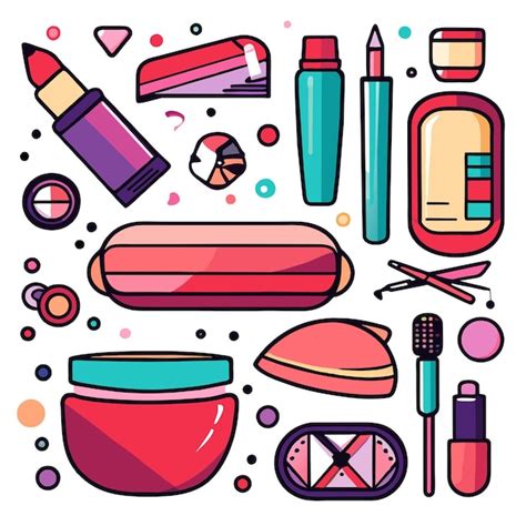 Conjunto De Accesorios De Belleza O Cosméticos O Maquillaje Colección Ilustración Vectorial