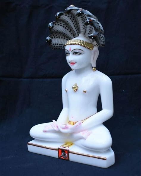 White Base Painted Marble Jain Parshwanath Statue Size Dimension