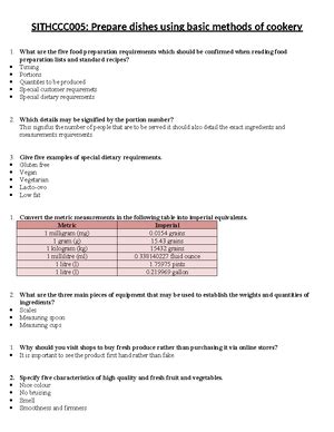 Sithkop 013 Student Assessment Tasks SITHKOP013 Plan Cooking