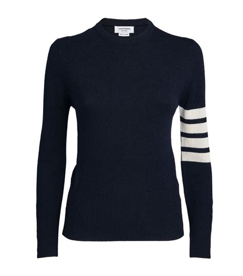 Womens Thom Browne Navy Cashmere 4 Bar Sweater Harrods UK