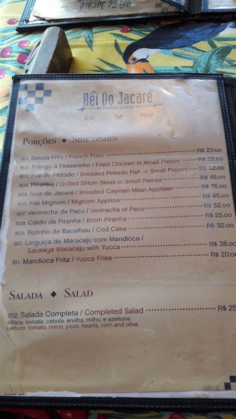 Menu Em O Rei Da Carne De Jacar Restaurante Bonito