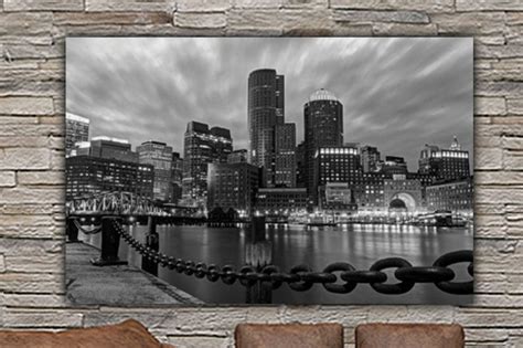 Black & White Boston Skyline Canvas | Holy Cow Canvas