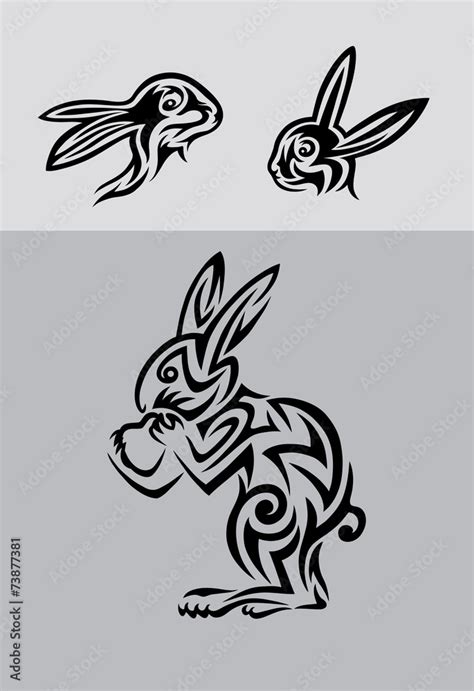 Rabbit Tribal Set Art Vector Tattoo Design Stock Vector Adobe Stock