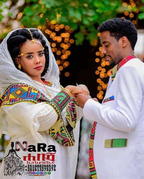 Eritrean And Ethiopian Couple Habesha Traditional Dress