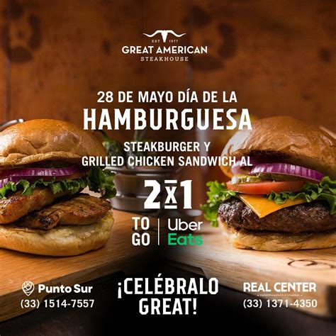 Promoción Great American Steakhouse Día De La Hamburguesa 2x1 En