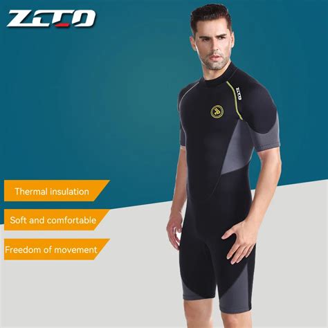 Mens 1 5mm Neoprene Shorty Wetsuit One Piece Short Sleeves Sunscreen