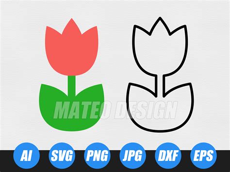 Tulip Svg Files Flower Vector Tulip Vector Tulip Clip Art Spring Flower