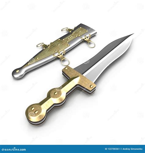 Roman Pugio Dagger With Sheath On White. 3D Illustration Stock ...