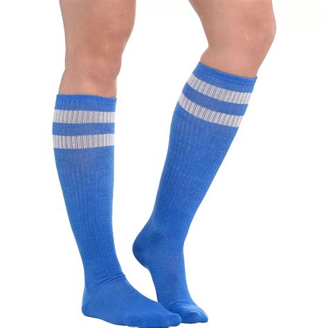 Blue Stripe Athletic Knee High Socks 19in Party City