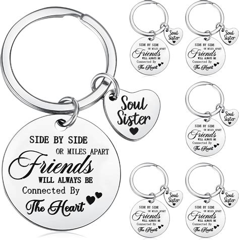 Roowest 6 Pieces Sister Keychain Gift From Sister Not Sister By Blood