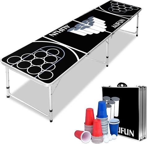 Yrhome Beer Pong Tisch Set Inkl Becher Rot Blau B Lle