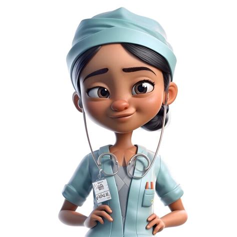 Premium AI Image Cartoon Nurse With Stethoscope Isolated White Background