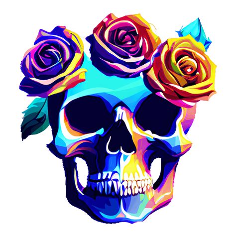 Skull Roses Rainbow Hyper Realistic Graphic · Creative Fabrica