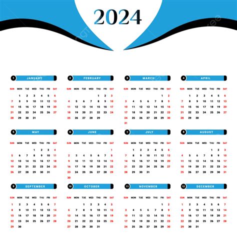 Kalender Biru Langit Dan Hitam Dengan Gaya Unik Vektor Kalender