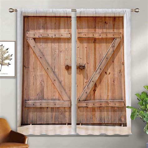 Amazon WNOOHIY Wooden Barn Door Curtains Rustic Farmhouse Country