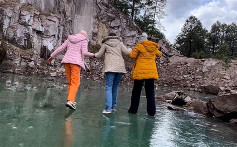 Pista de hielo natural en la Sierra Tarahumara Así se ve el invierno