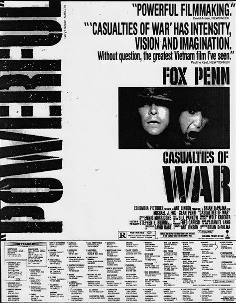 Casualties Of War | Casualties of war, Columbia pictures, Pankow