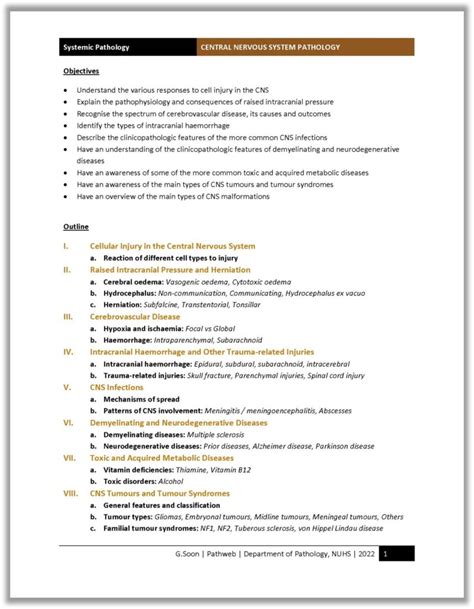 Central Nervous System Pathology Study Notes Nus Pathweb Nus Pathweb