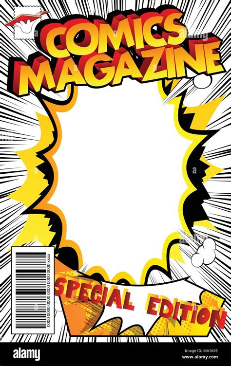 Editable Comic Book Cover With Abstract Explosion Background Stock