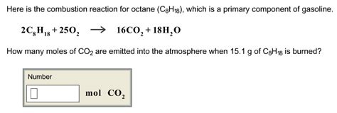 Gasoline Combustion Reaction