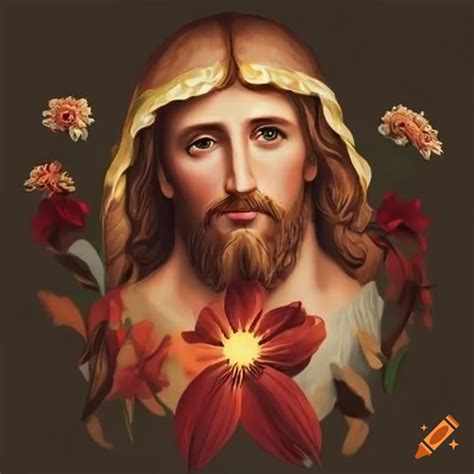 Artistic Depiction Of Jesus Surrounded By Flowers On Craiyon