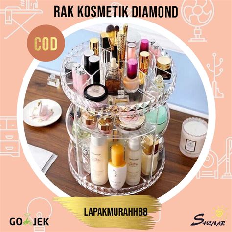 Jual Rak Kosmetik Putar Derajat Rak Organizer Acrylic Diamond