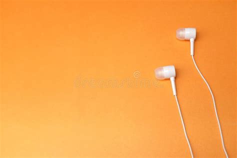 Copy Space White Headphonesearphoneearbuds With Headset On Isolated