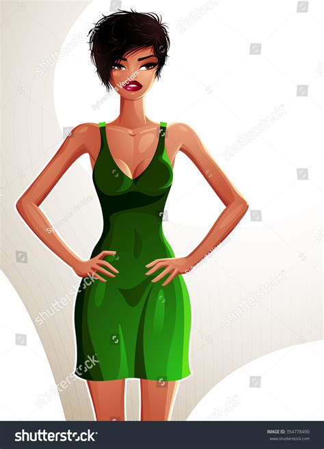 Fulllength Portrait Gorgeous Brunette Sexy Lady Stock Vector Royalty Free Shutterstock