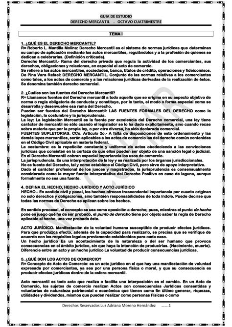 Guia De Estudio Derecho Mercantil Octavo Derecho Mercantil Octavo