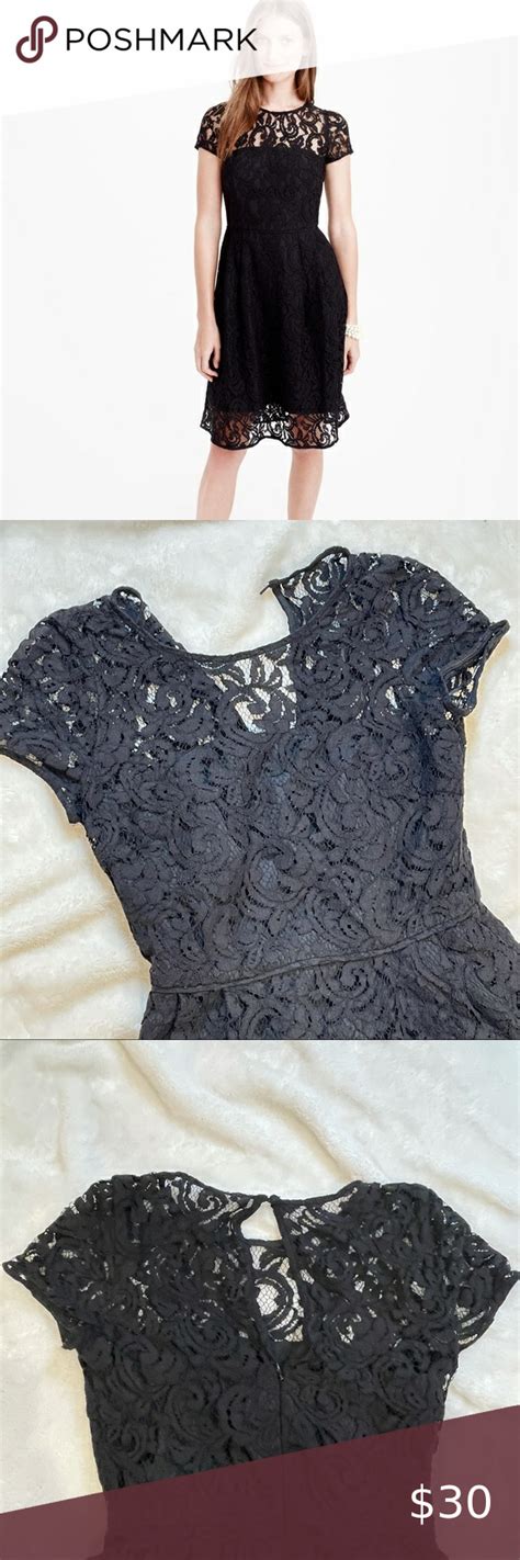 J Crew Alissa Dress In Leavers Sz 2 Black Lace Overlay Euc Clothes