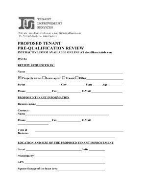 Fillable Online Pre Qual Form Fax Email Print Pdffiller